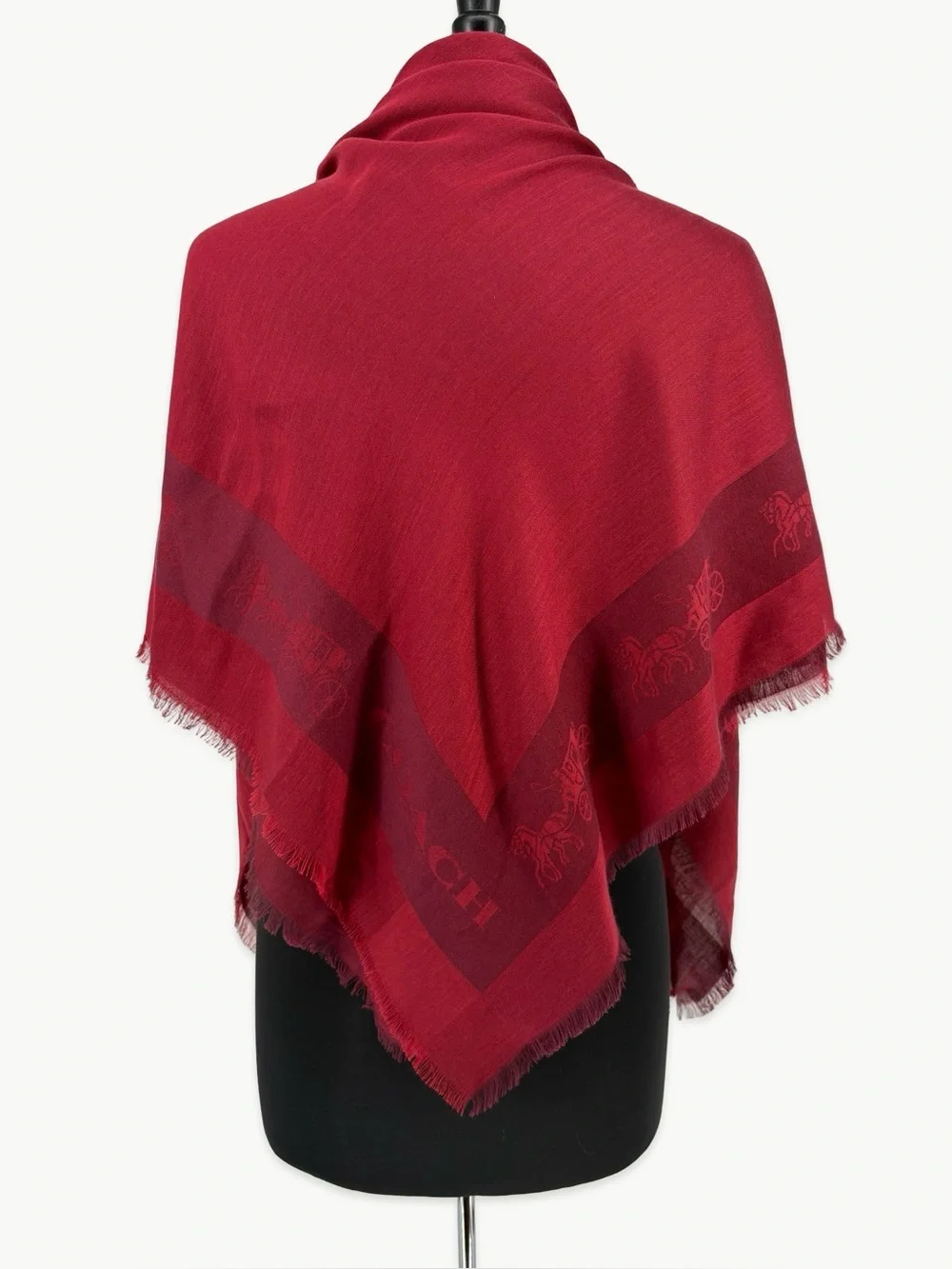 Coach Horse & Carriage Border Oversized Square Scarf 1941 Red NWT